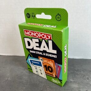 Monopoly Deal Card Game Swap Steal Scheme Hasbro Gaming Ages 8 Brand New Sealed